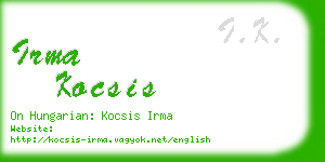 irma kocsis business card